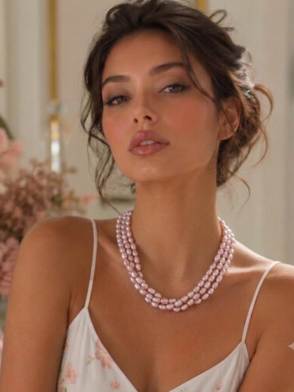 Blush Pink Freshwater Pearl Necklace Rice Pearls